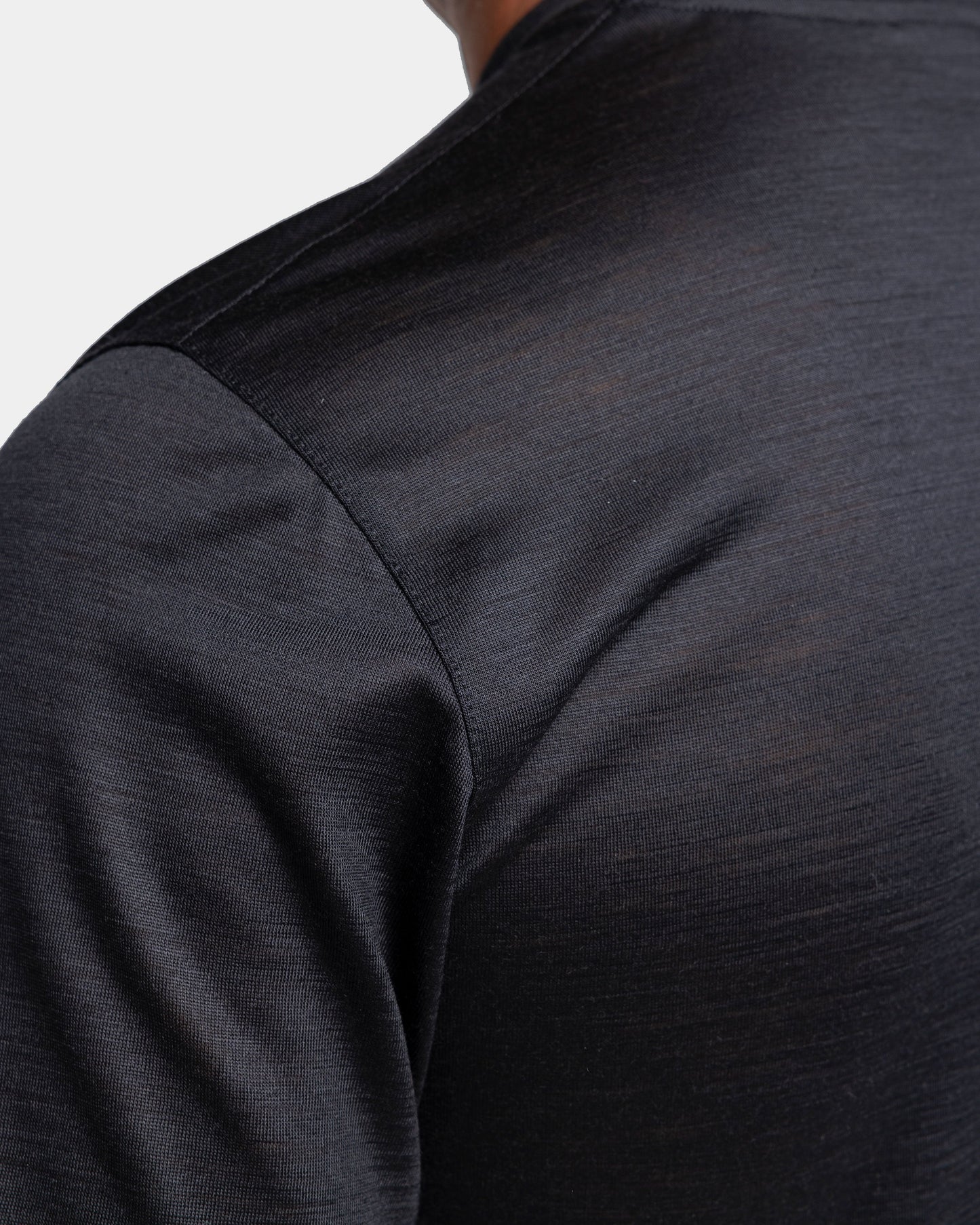 Short sleeve solid color tech T-shirt Black Extrafine Merino Wool