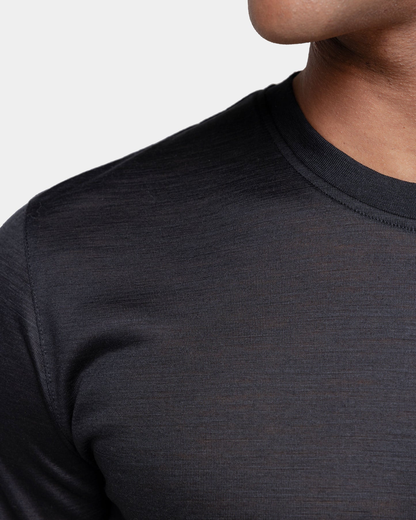 Short sleeve solid color tech T-shirt Black Extrafine Merino Wool