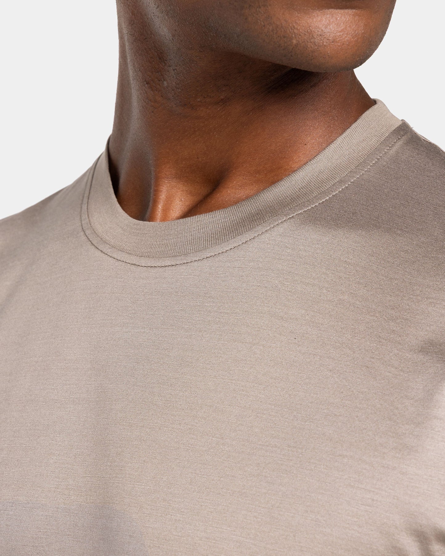 Short sleeve solid color T-shirt Taupe 100% Egyptian cotton
