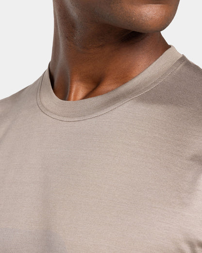 Short sleeve solid color T-shirt Taupe 100% Egyptian cotton