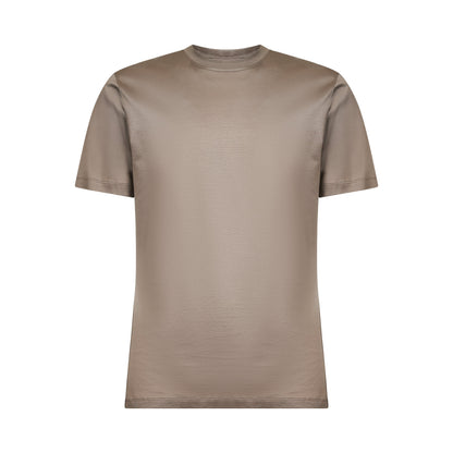 Short sleeve solid color T-shirt Taupe 100% Egyptian cotton