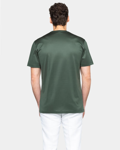 Short sleeve solid color T-shirt Military Green 100% Egyptian cotton