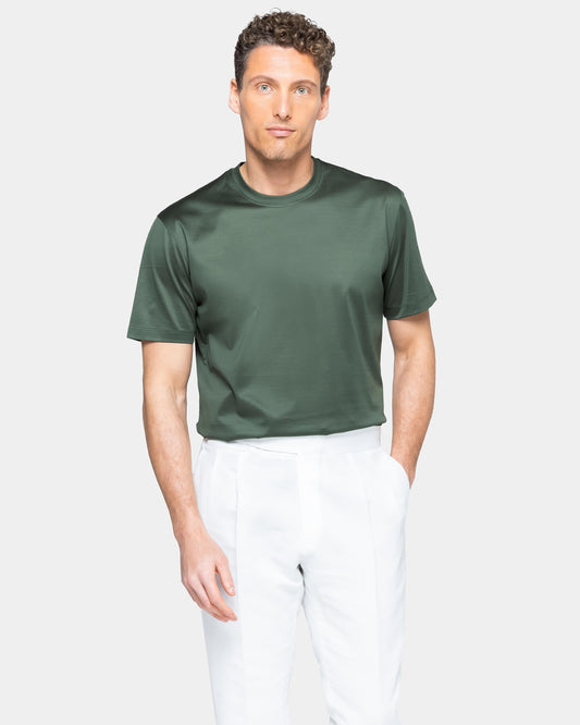 Short sleeve solid color T-shirt Military Green 100% Egyptian cotton