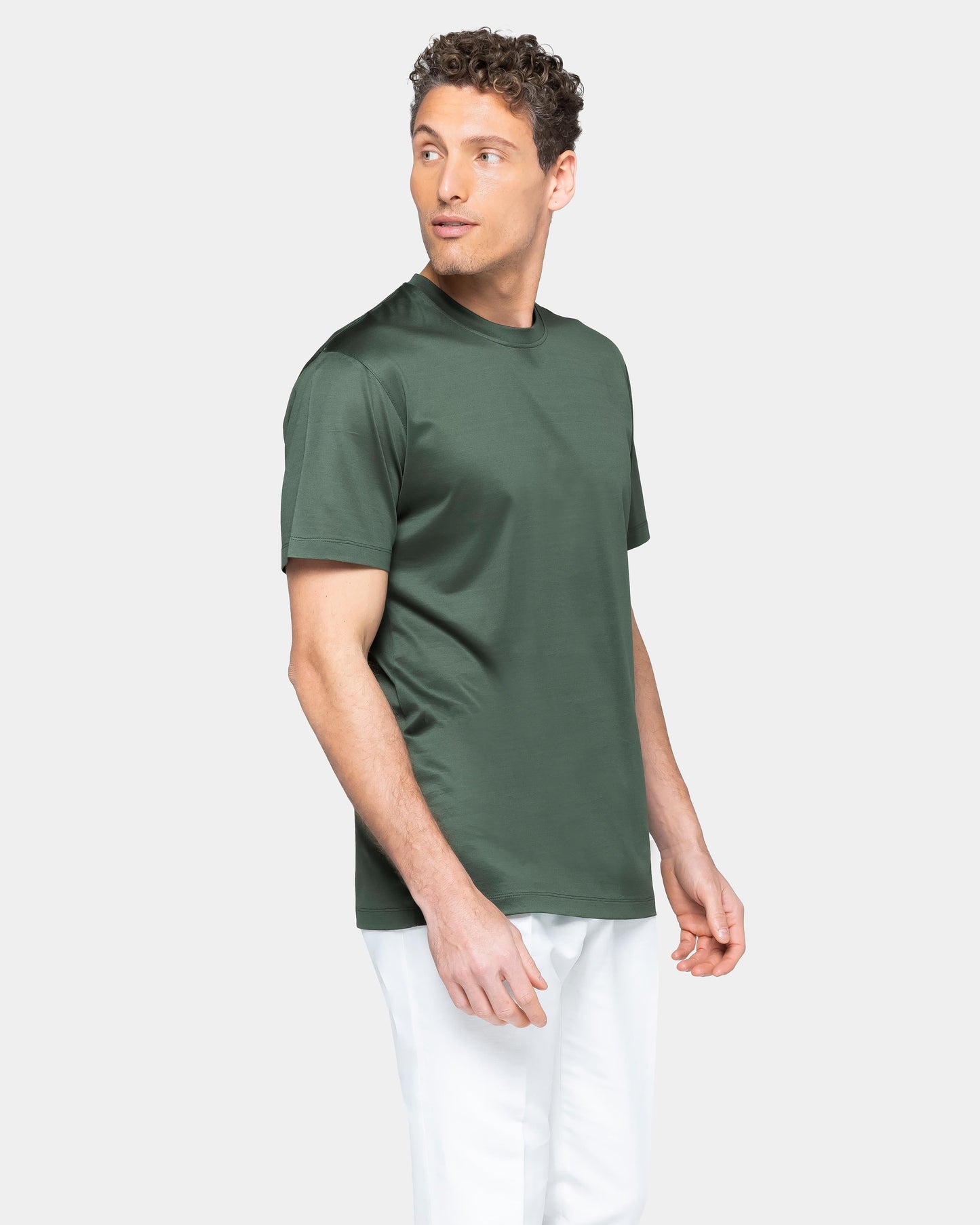 Short sleeve solid color T-shirt Military Green 100% Egyptian cotton