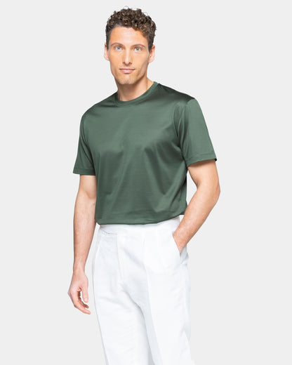 Short sleeve solid color T-shirt Military Green 100% Egyptian cotton