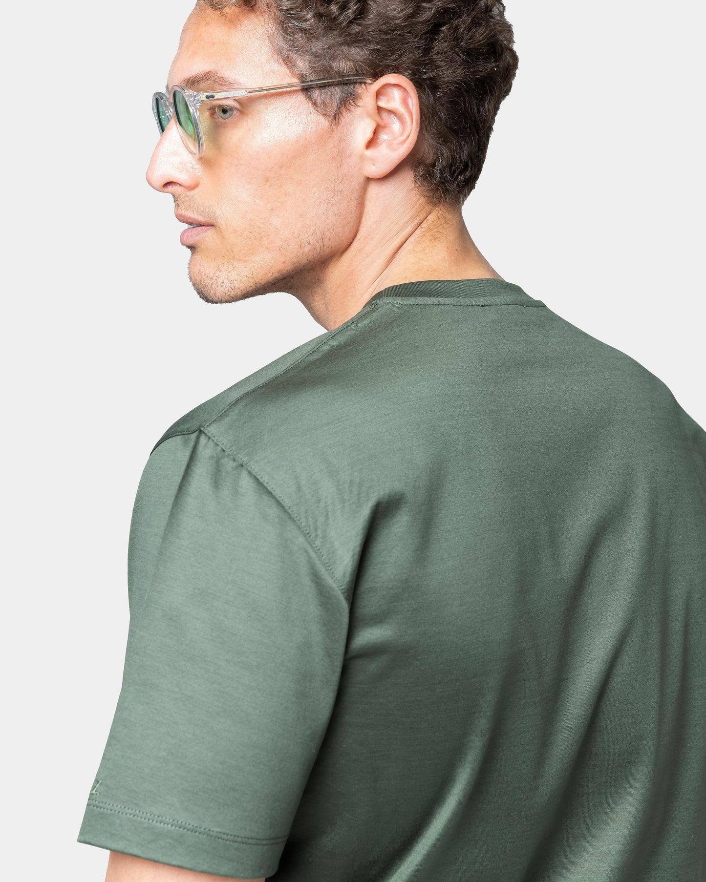 Short sleeve solid color T-shirt Military Green 100% Egyptian cotton